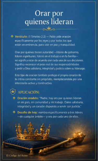 Página interior · Orar por quienes lideran